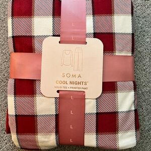 New Soma Cool Nights Women’s Pajama Set in Red and White Plaid